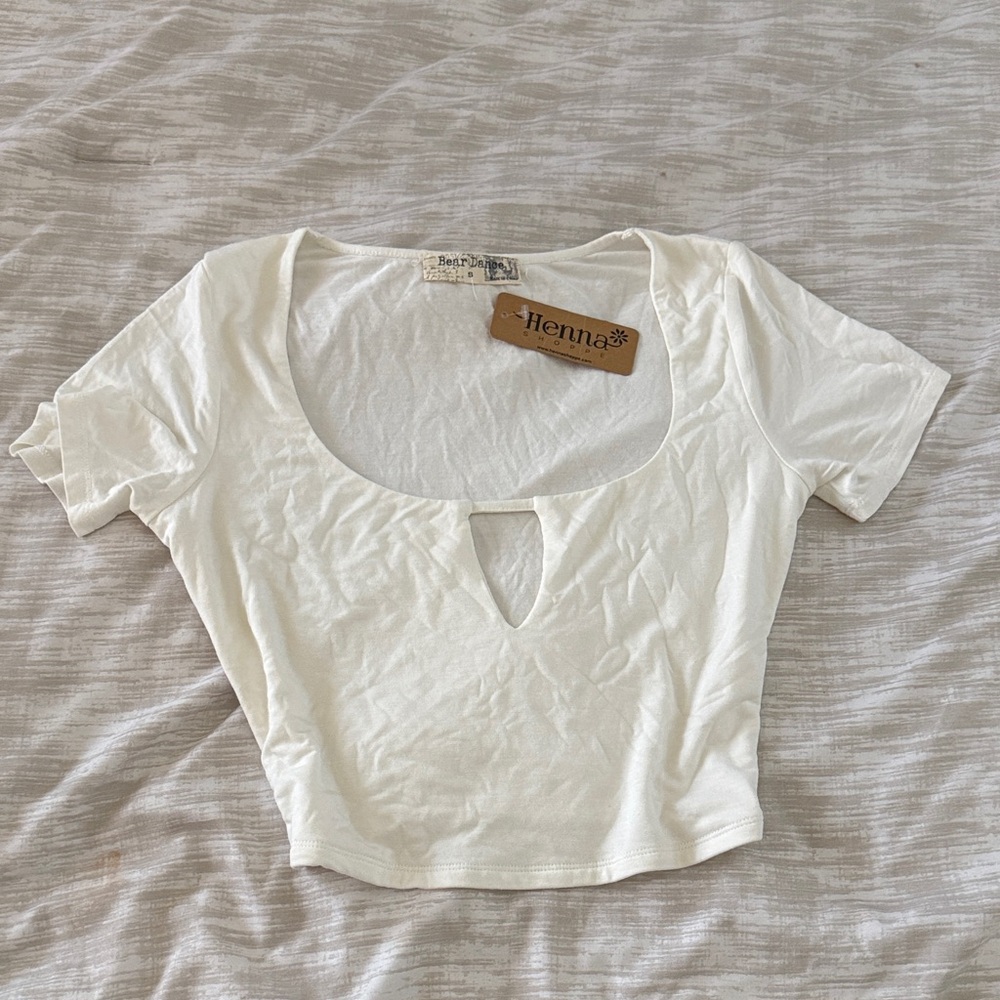 Bear Dance Cream Crop Top